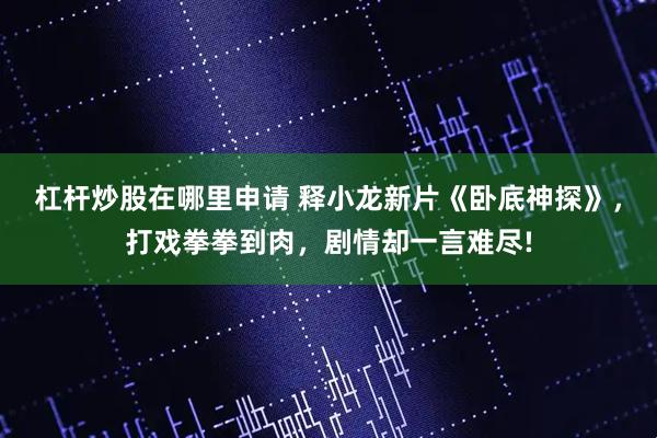 杠杆炒股在哪里申请 释小龙新片《卧底神探》，打戏拳拳到肉，剧情却一言难尽!