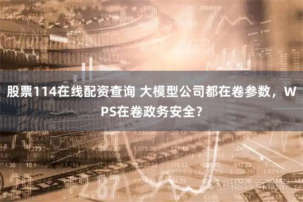 股票114在线配资查询 大模型公司都在卷参数,WPS在卷政务安全?